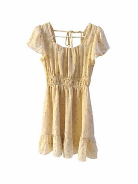 Altar’d State- Floral Cream Dress with Ruffle Hem